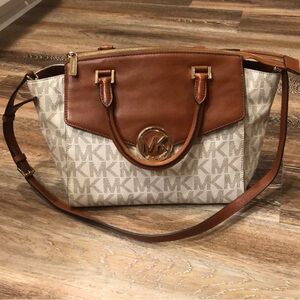 Michael Kors Tan and Cream Crossbody Bag